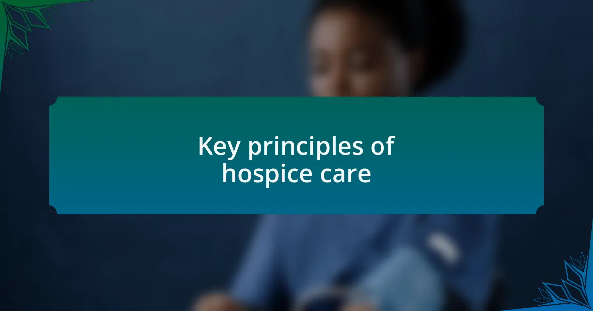 Key principles of hospice care
