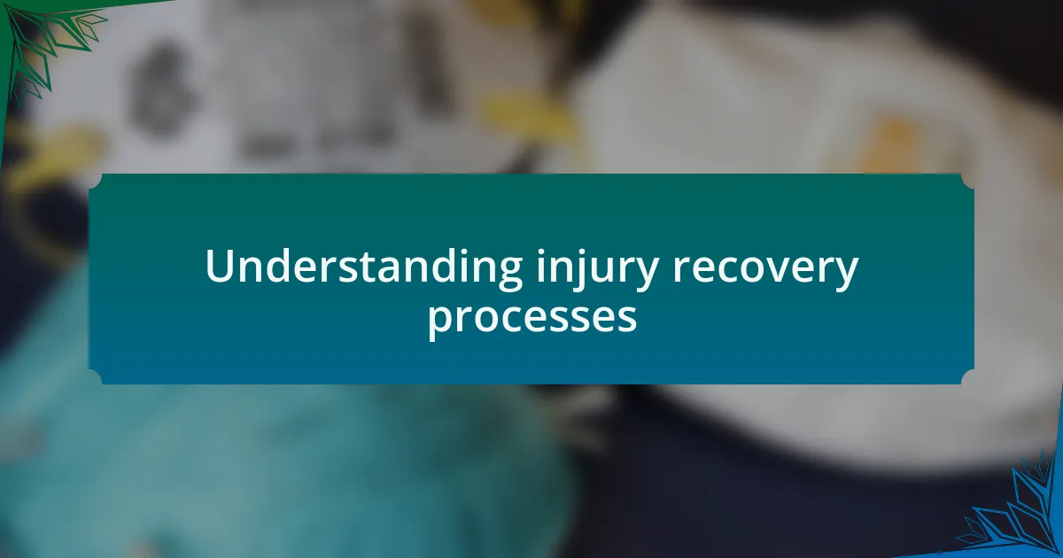 Understanding injury recovery processes